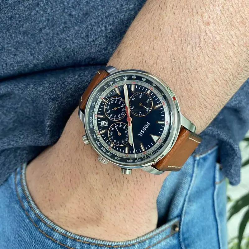 Fossil Goodwin Chronograph Light Brown Leather Men's Watch- FS5414